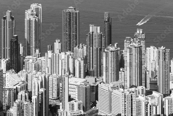 Fototapeta Aerial view of downtown district of Hong Kong city