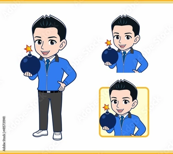 Fototapeta 青いジャンバーを着たサラリーマン