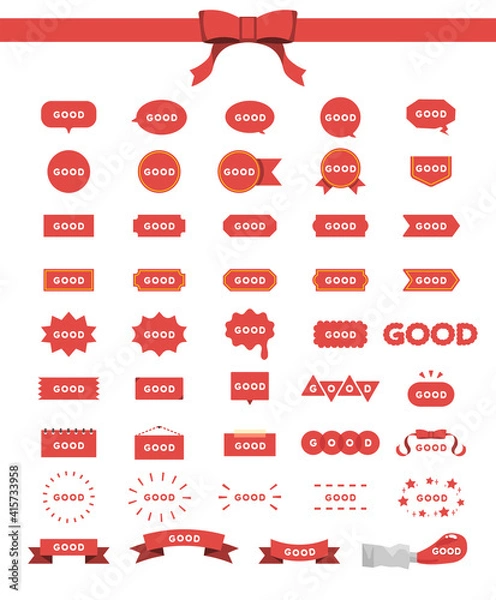 Obraz 赤色シンプルアイコンふきだしセット GOOD