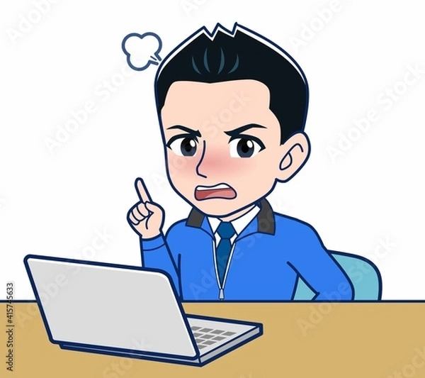 Fototapeta 青いジャンバーを着たサラリーマン