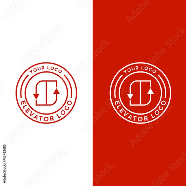 Fototapeta elevator logo design creative and minimal logotype vector template