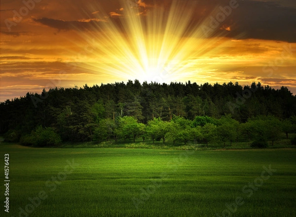 Fototapeta Sunset over the landscape