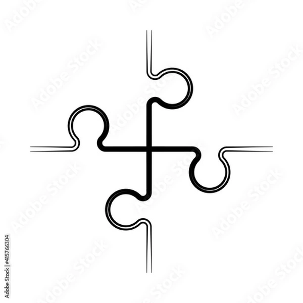 Obraz Four piece puzzle business presentation. Circle infograph. 4 step process diagram. Four section compare banner. Square schedule diagram