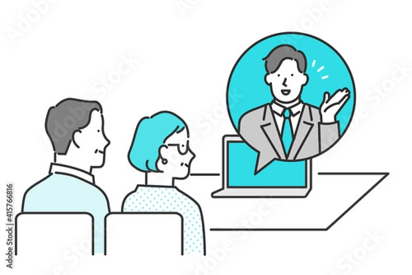 Fototapeta オンラインでお客様に提案をするビジネスパーソン