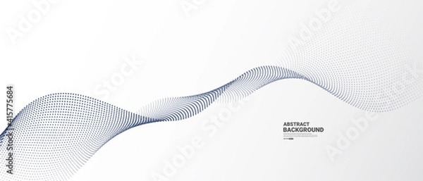Obraz White abstract background with flowing particles. Digital future technology concept. vector illustration.	
