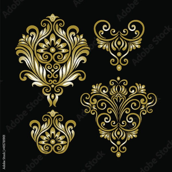 Fototapeta Oriental vector damask patterns for greeting cards and wedding invitations