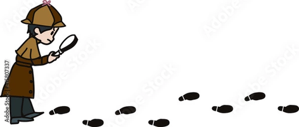 Obraz 子供探偵と足跡のイラスト