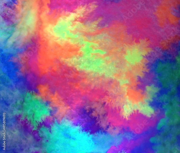 Fototapeta rainbow neon circle abstraction watercolor white background wallpaper square image free space for text