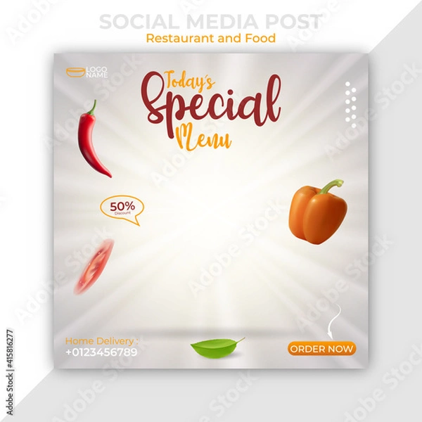 Obraz food or culinary banner ads design. editable social media post template