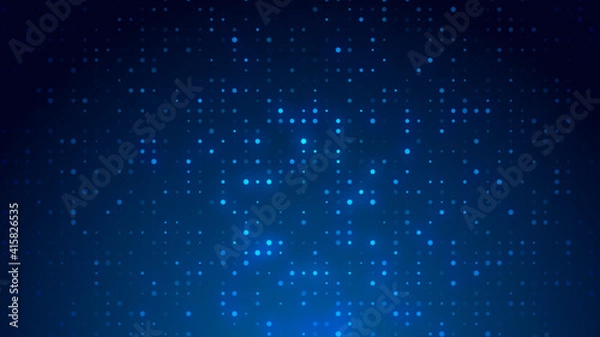Fototapeta Dot  white blue pattern screen led light gradient texture background. Abstract  technology big data digital background. 3d rendering.