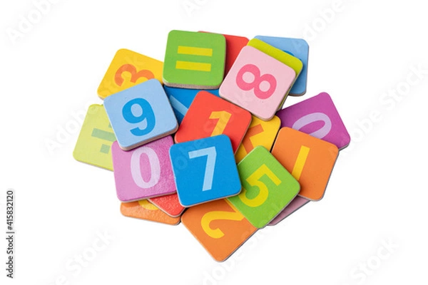 Fototapeta Math Number colorful on white background, Education study mathematics learning teach concept.