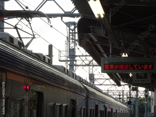 Obraz 駅に止まる日本の電車