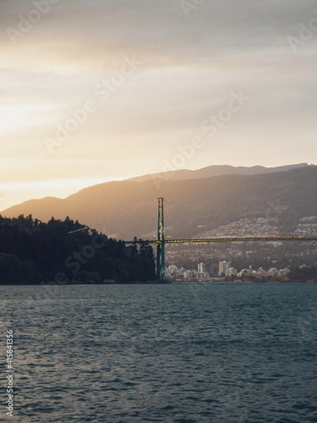 Obraz sunset Lions Gate Bridge Vancouver  
