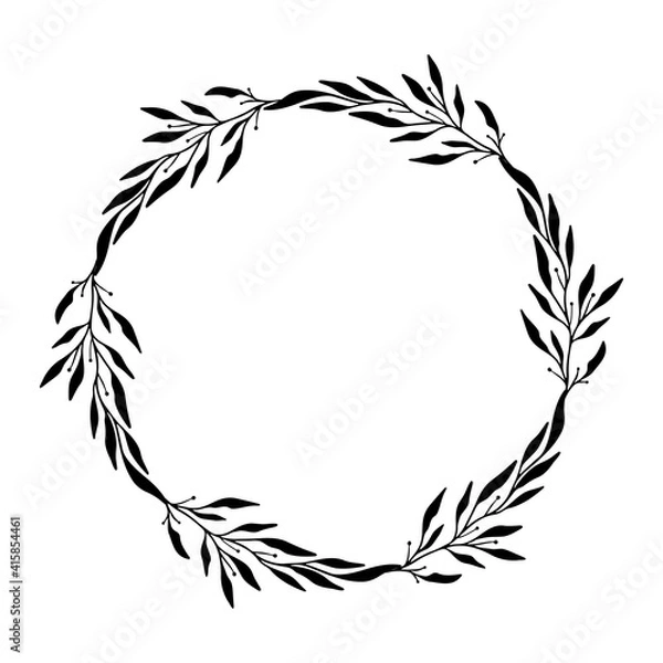Fototapeta Hand drawn wreath frames. Botanical circle vector illustration. Design elements for cards, invitations, quotes, blogs, posters. Vector illustration