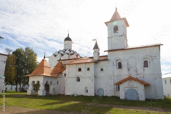 Obraz beautiful white monastery with green roof