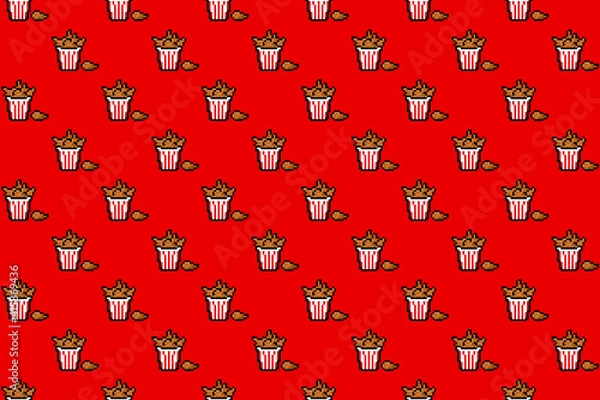 Obraz Red fried chicken pixel background