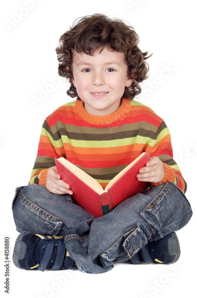 Fototapeta Adorable boy studying