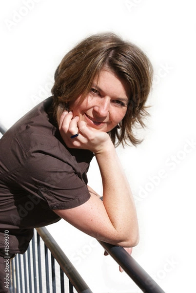 Obraz Frau am Geländer