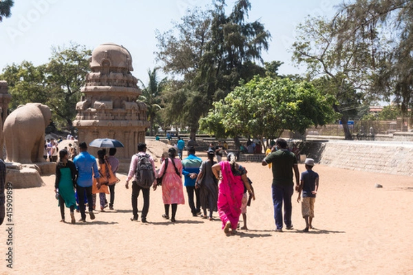 Obraz Mahabalipuram or Mamallapuram five rathas built in 7th Century