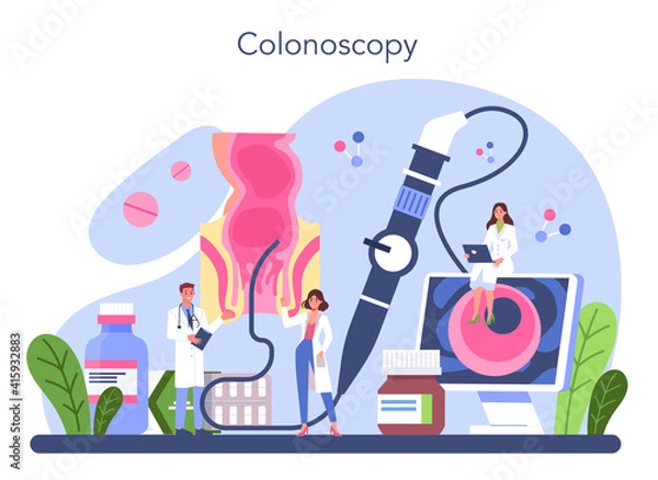 Fototapeta Proctologist concept. Doctor examine intestine. Idea of health