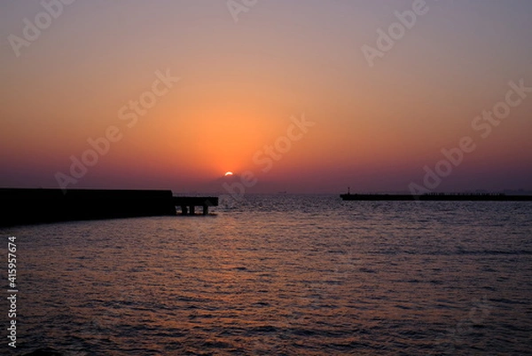 Obraz ダイヤモンド富士 美しい 夕暮れ サンセット 夕焼け 海 絶景 