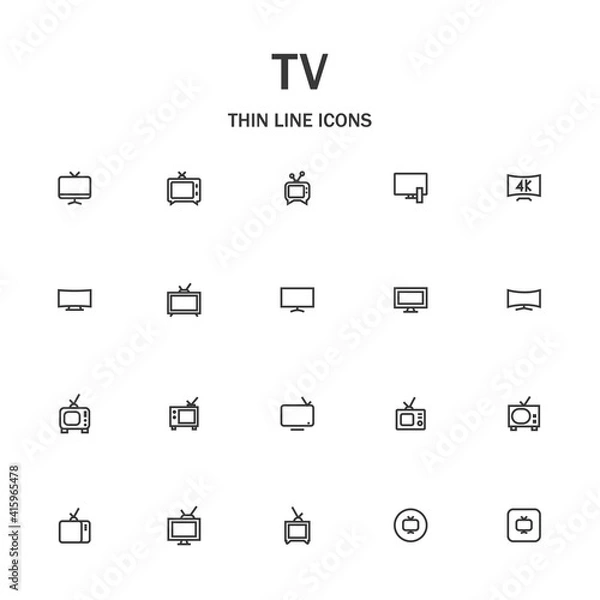 Fototapeta TV line icon set.