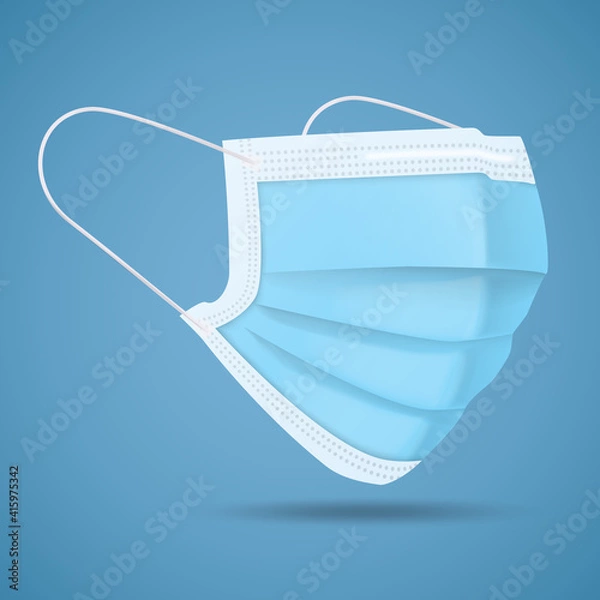 Fototapeta Realistic Protective Medical face mask half-side view vector