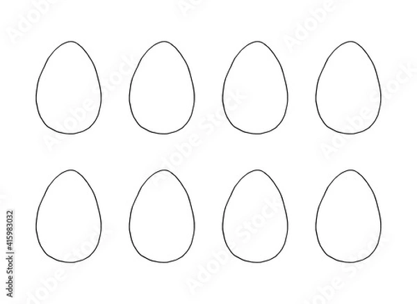 Obraz Set of contours and shapes of eggs for coloring at Easter. Vector template for creativity
