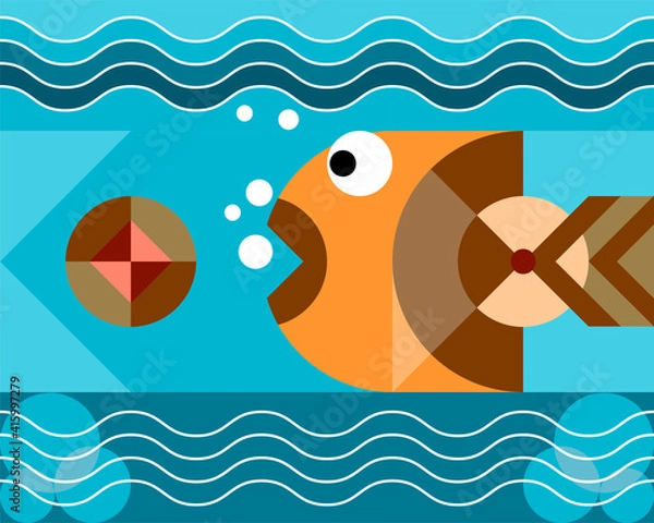 Obraz Geometric pattern.Constructor from different shapes. You can change and recolor objects. The image of a stylized fish. Useful for textiles, packaging, advertising.