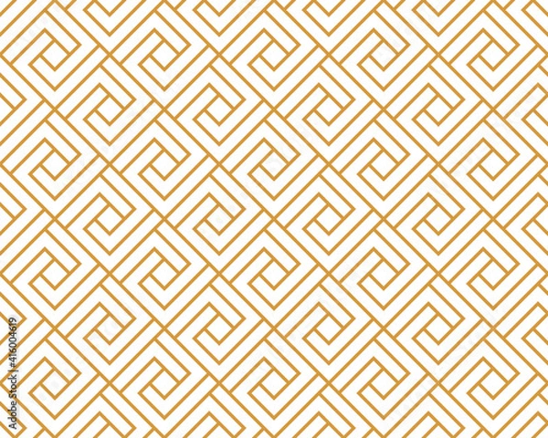 Fototapeta Abstract geometric pattern. A seamless vector background. White and gold ornament. Graphic modern pattern. Simple lattice graphic design
