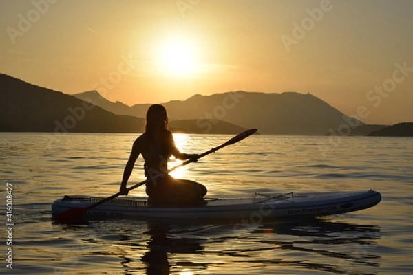 Obraz Sunset paddleboarding