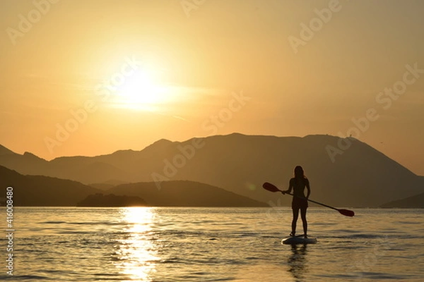 Obraz Sunset paddleboarding