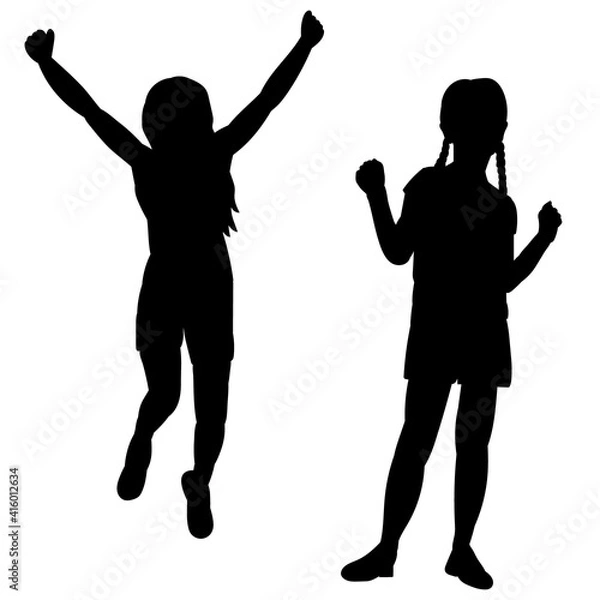 Fototapeta vector, isolated, black silhouette of a girl