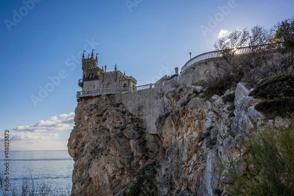 Fototapeta Yalta, Crimea, November 26, 2020, Swallow's Nest, views of the sea and the castle