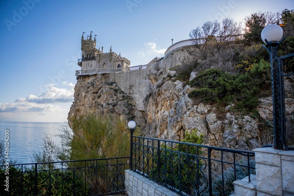 Fototapeta Yalta, Crimea, November 26, 2020, Swallow's Nest, views of the sea and the castle