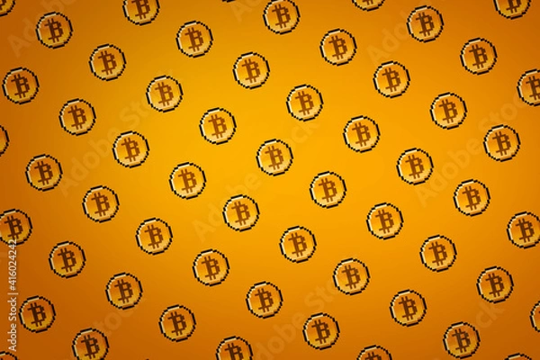 Obraz Yellow tilted pixel bitcoin wallpaper