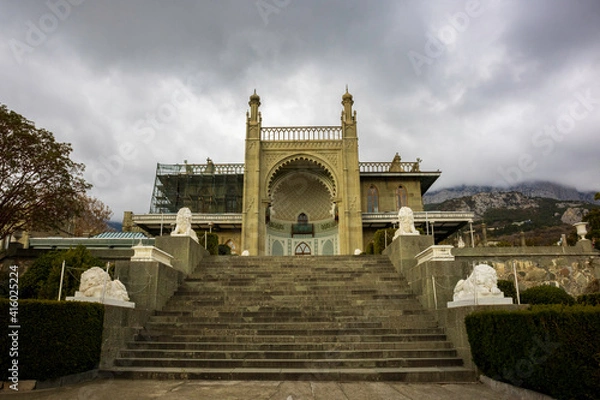 Fototapeta Yalta, Crimea, November 26, 2020, view of the Vorontsov Palace