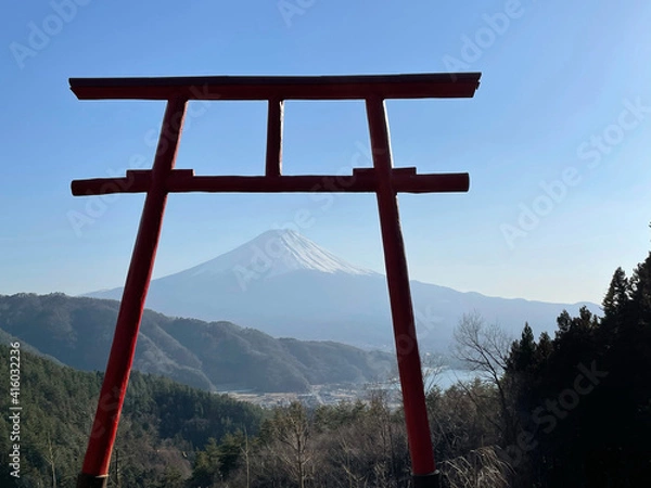 Fototapeta 鳥居から見える富士山