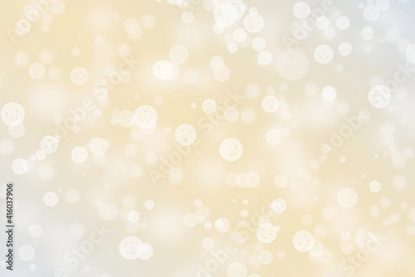 Fototapeta Bokeh background with circle happy face theme on yellow and white colour.