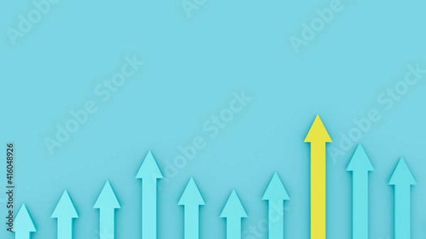Fototapeta Business goal concept. Set of 3D Rendering arrows pointing upwards with copy space.