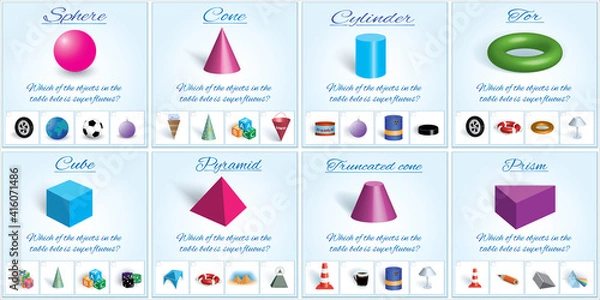 Fototapeta Pyramid. Volumetric geometrical figure with examples of such objects form