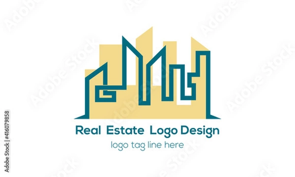 Obraz city construction logo design. 