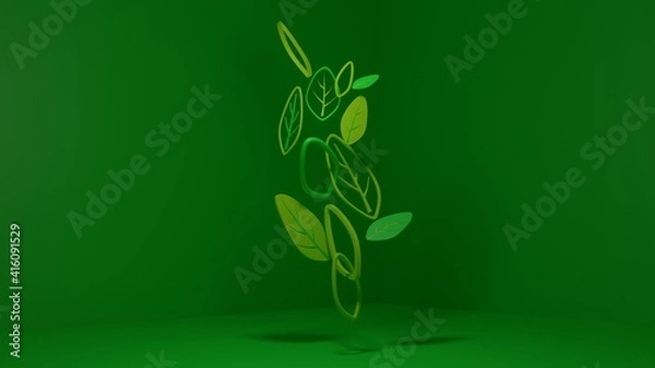 Fototapeta Leaves abstract green background 3D render