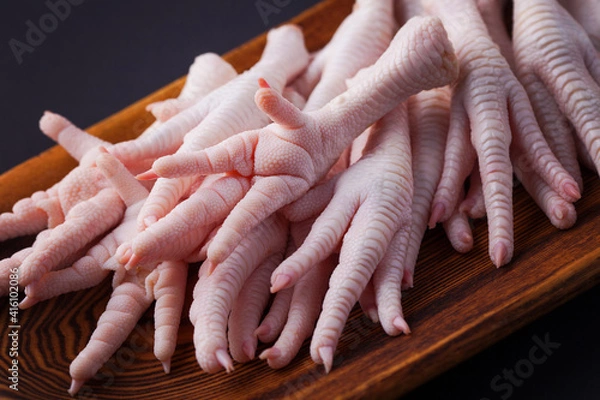 Obraz chicken paw on dark background