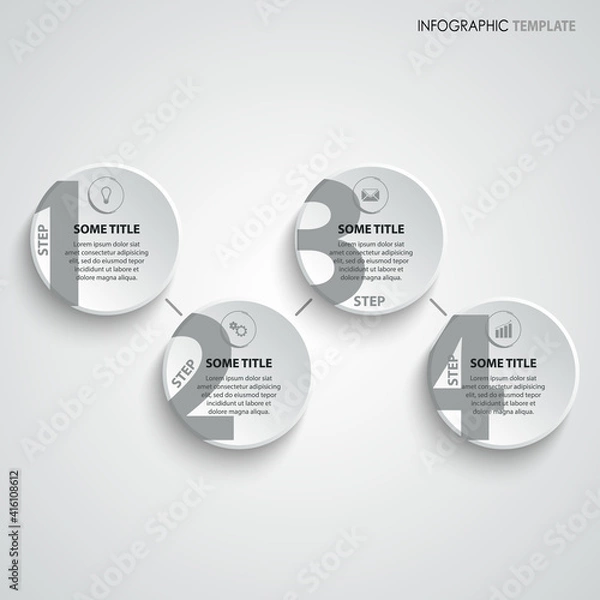 Fototapeta Info graphic with round pointers in gray white design