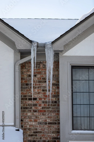 Obraz Ice Sickle Damming on Roof