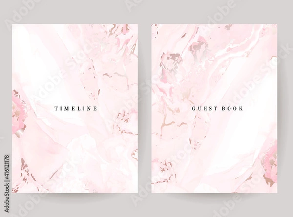 Fototapeta Blush pink watercolor fluid painting vector design cards