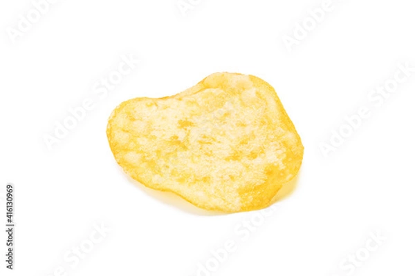 Fototapeta potato chip isolated on white background. beacon chips slice cut out. studio shot