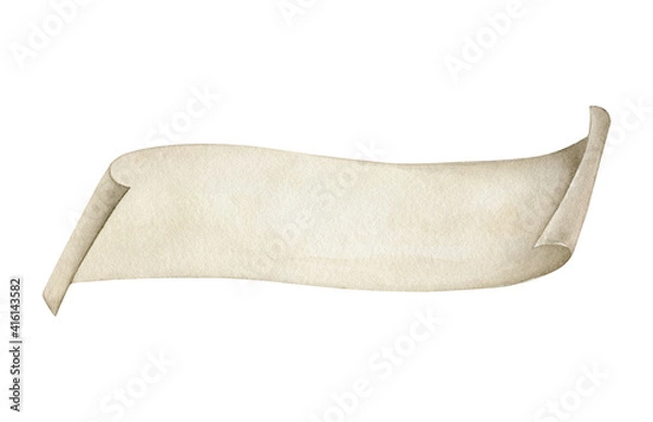 Obraz Hand drawn watercolor scroll. Object isolated on white.