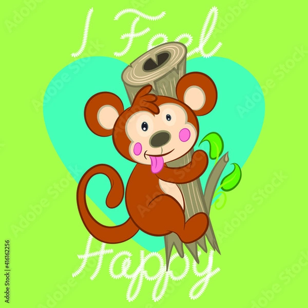 Fototapeta Illustration vector cute monkey cartoon